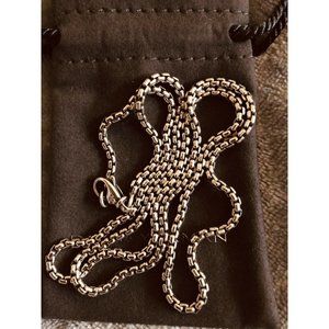 David Yurman Box Chain Necklace 24”Long 2.7mm + DY Pouch + Polishing Cloth